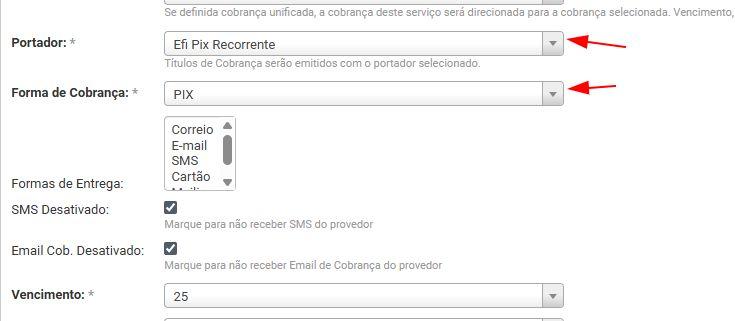 Configuração do Portador